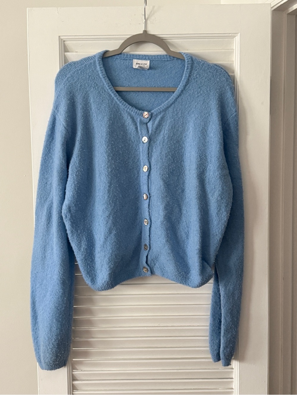 Song of Style Cropped Cardigan - Dusty Blue - Size L